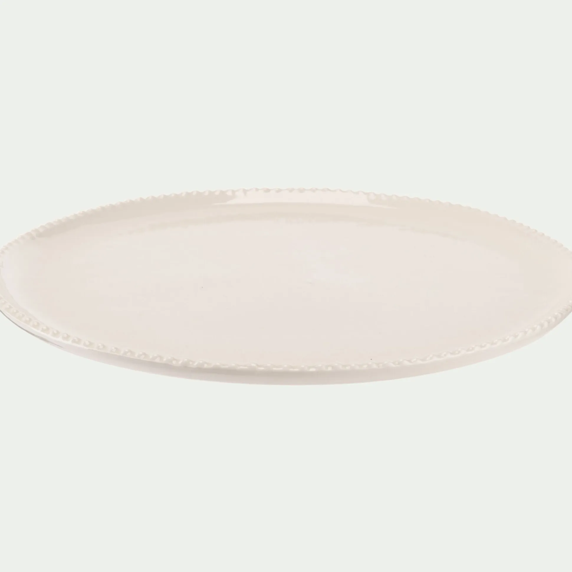 Assiette plate avec liseré perlé en porcelaine D27,60cm - blanc ventoux