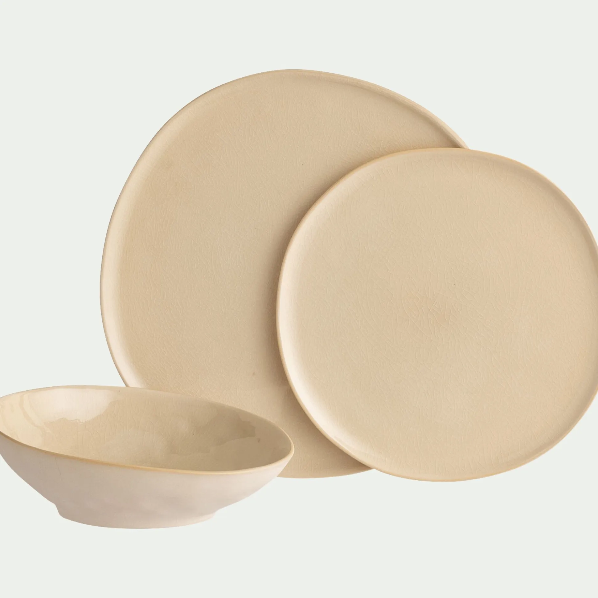 Assiette plate à bord haut en grès D27cm - blanc ventoux
