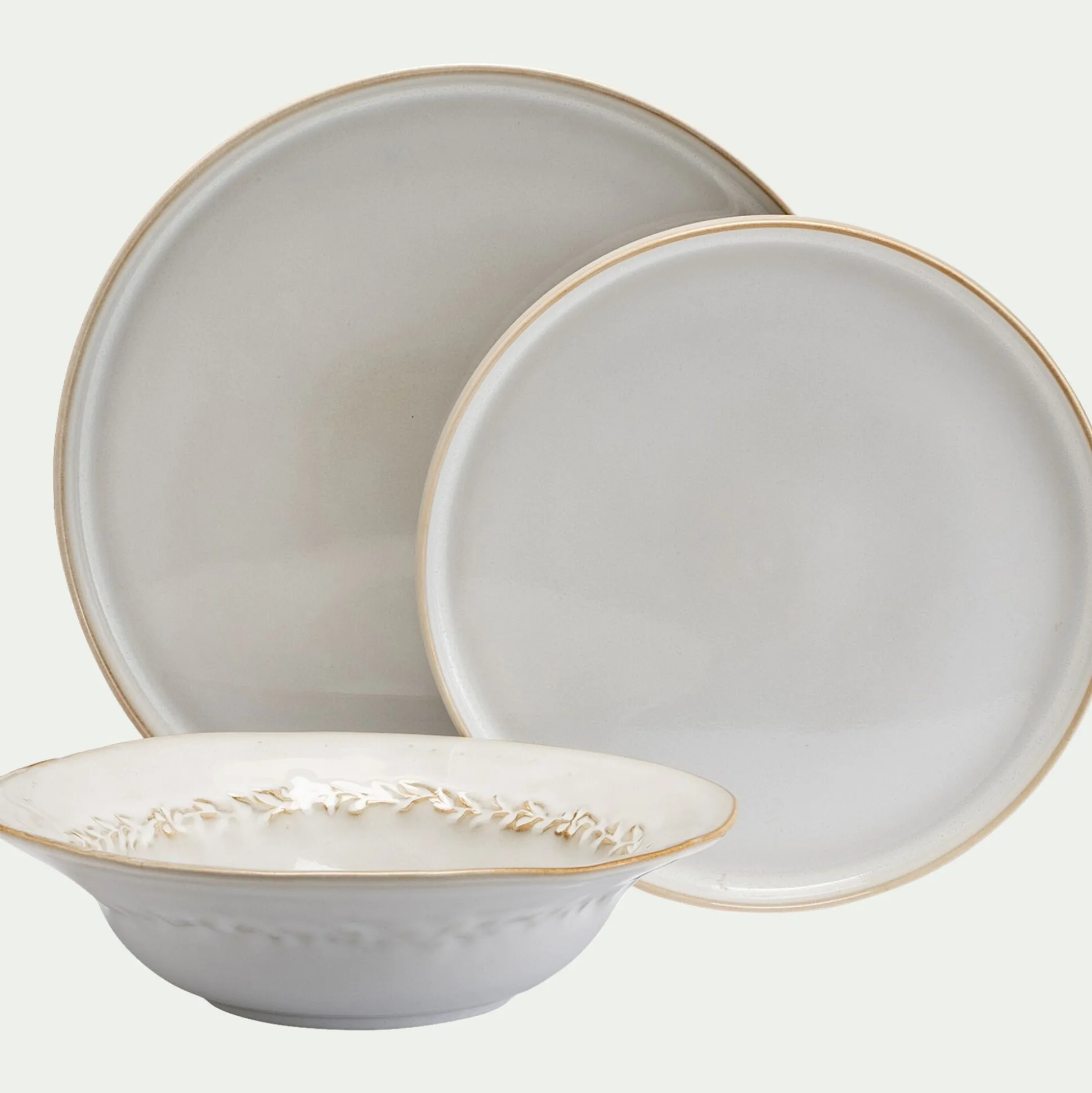 Assiette plate en grès D27cm - beige alpilles