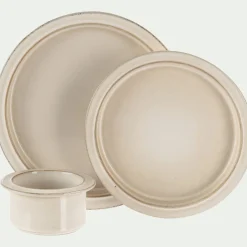 Assiette plate en grès D26cm - blanc ventoux
