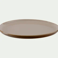 Assiette plate en grès D27,5cm - brun laquier
