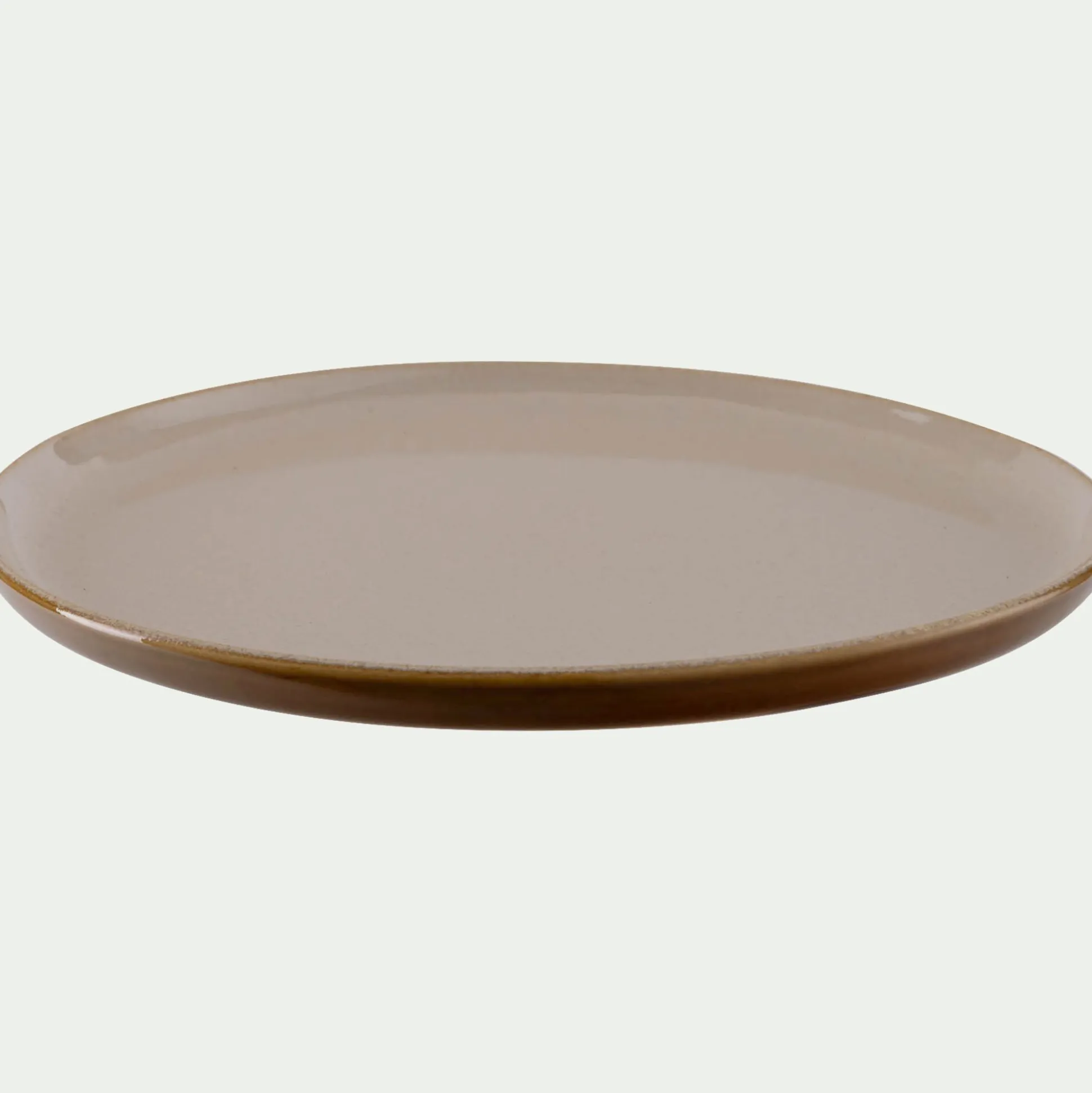 Assiette plate en grès D27,5cm - brun laquier