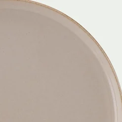 Assiette plate en grès D27,5cm - brun laquier