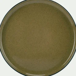 Assiette plate en grès D27,7cm - vert mousse
