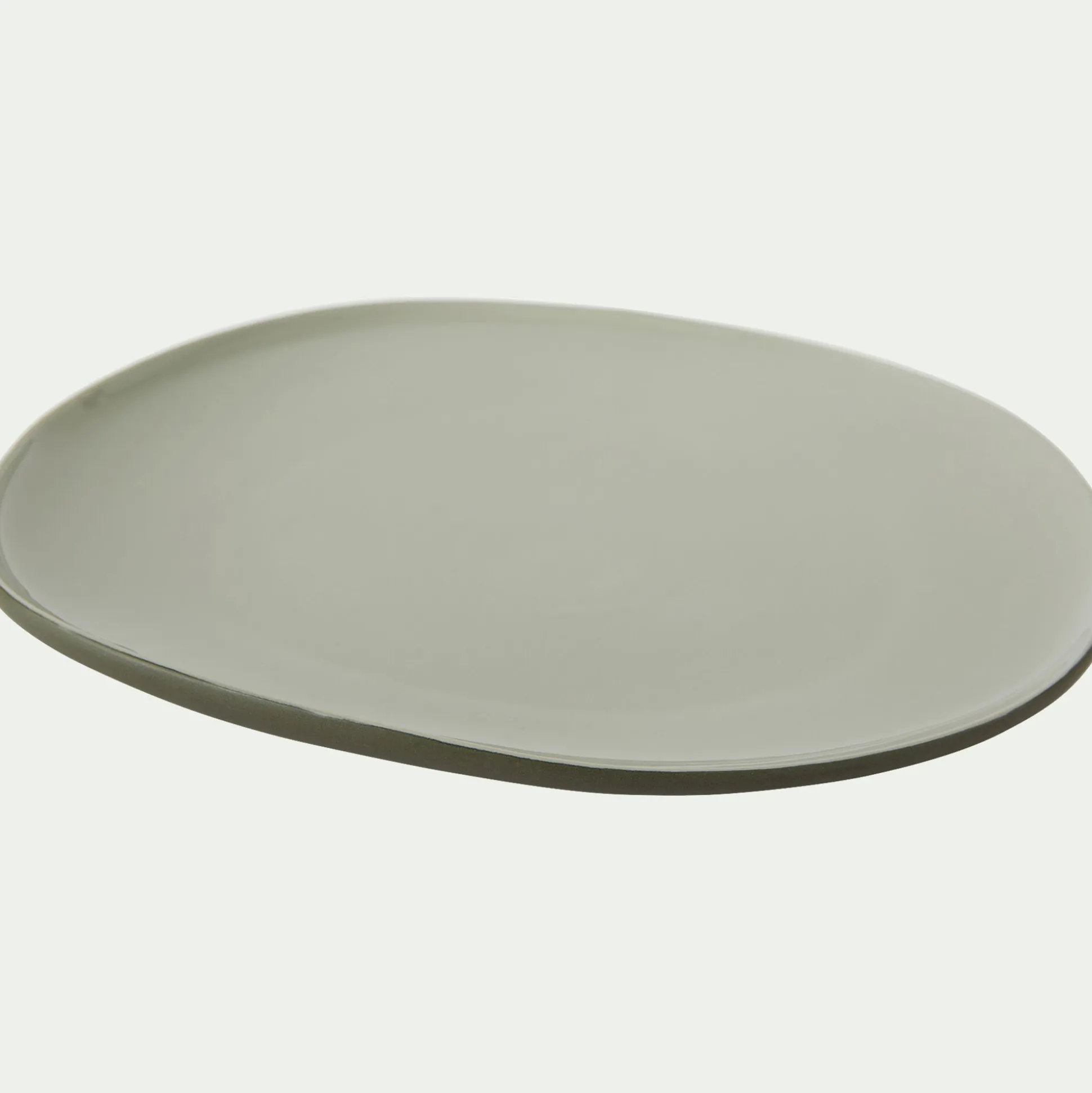 Assiette plate en grès D27cm - vert olivier