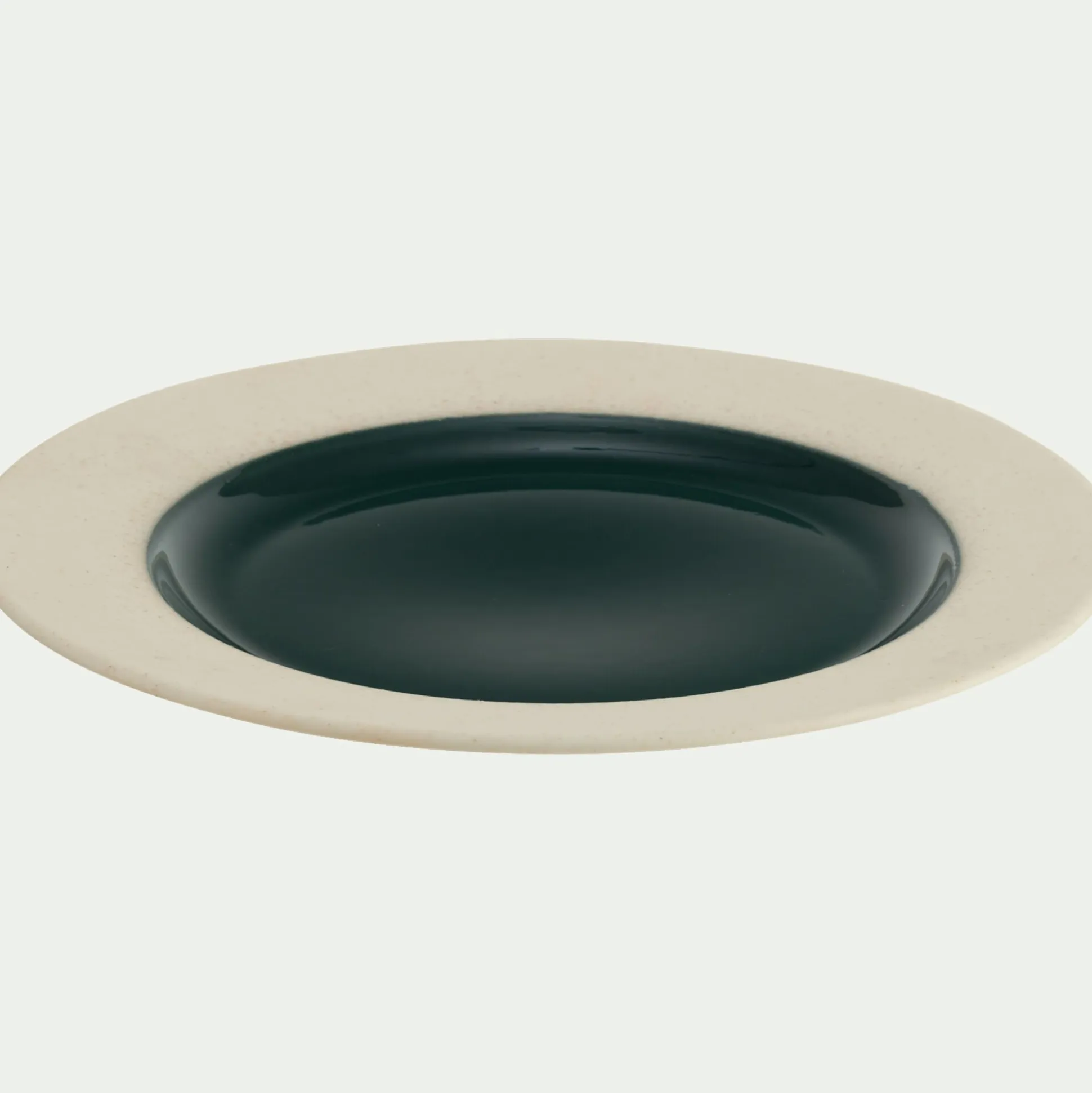 Assiette plate en grès D27,5cm - vert oyat