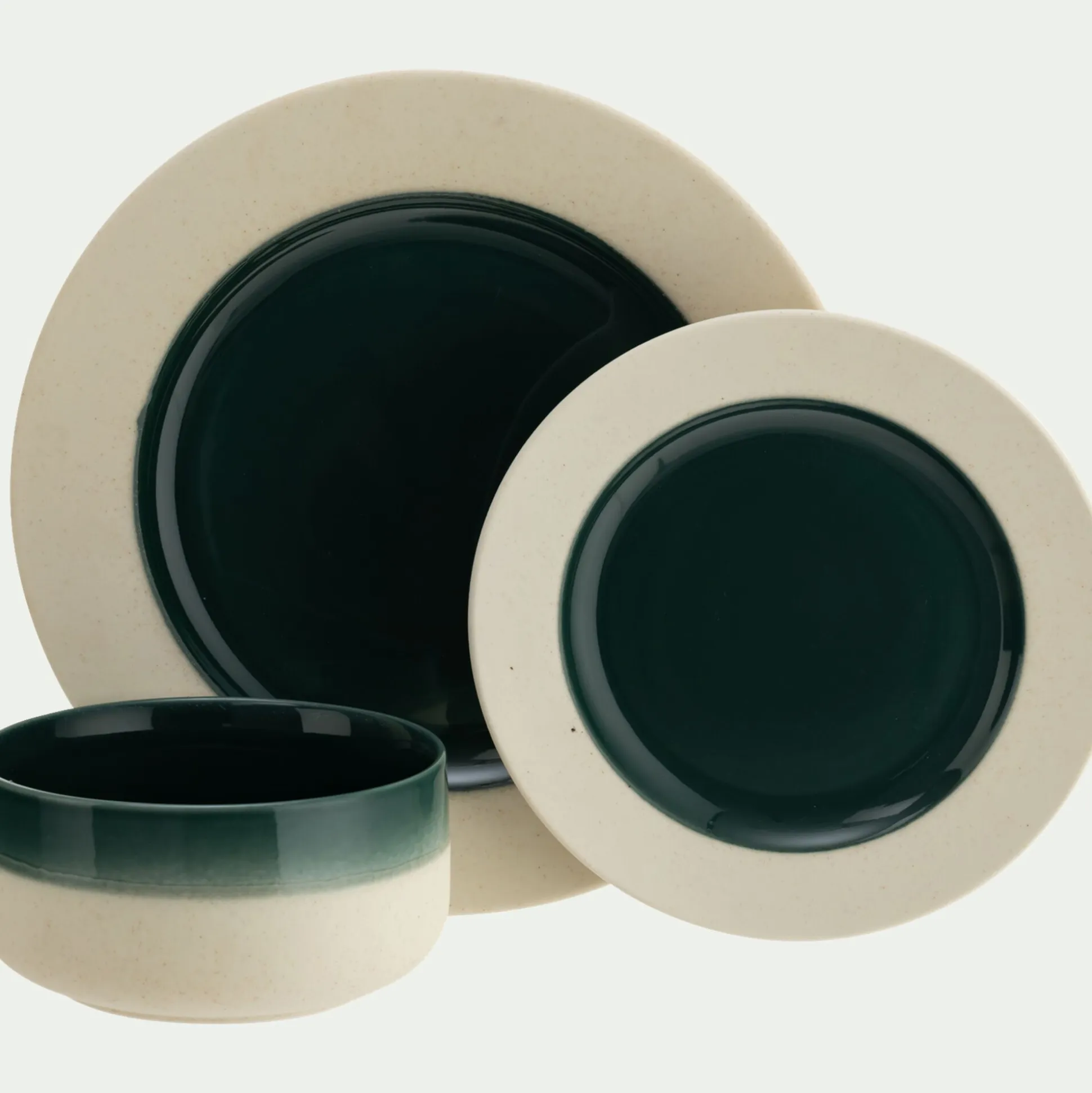 Assiette plate en grès D27,5cm - vert oyat