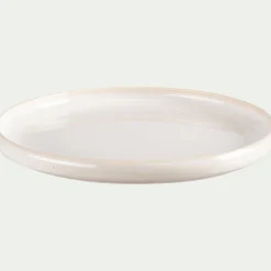 Assiette plate en grès moucheté D26,5cm - blanc