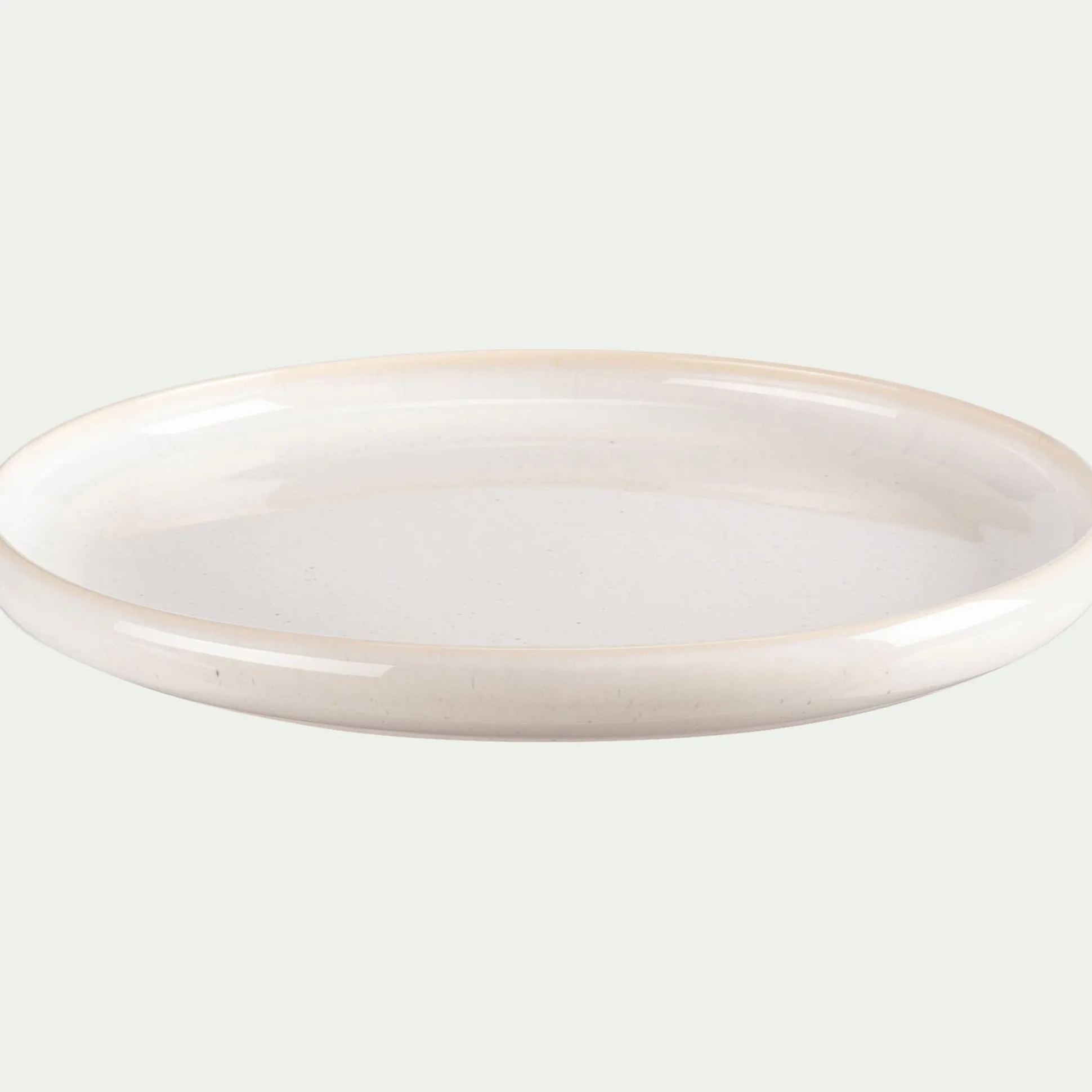 Assiette plate en grès moucheté D26,5cm - blanc