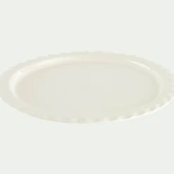 Assiette plate ondulée en grès D27,5cm - blanc ventoux