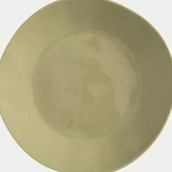 Assiette plate organique en grès D26,7cm - vert avocado