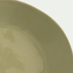 Assiette plate organique en grès D26,7cm - vert avocado