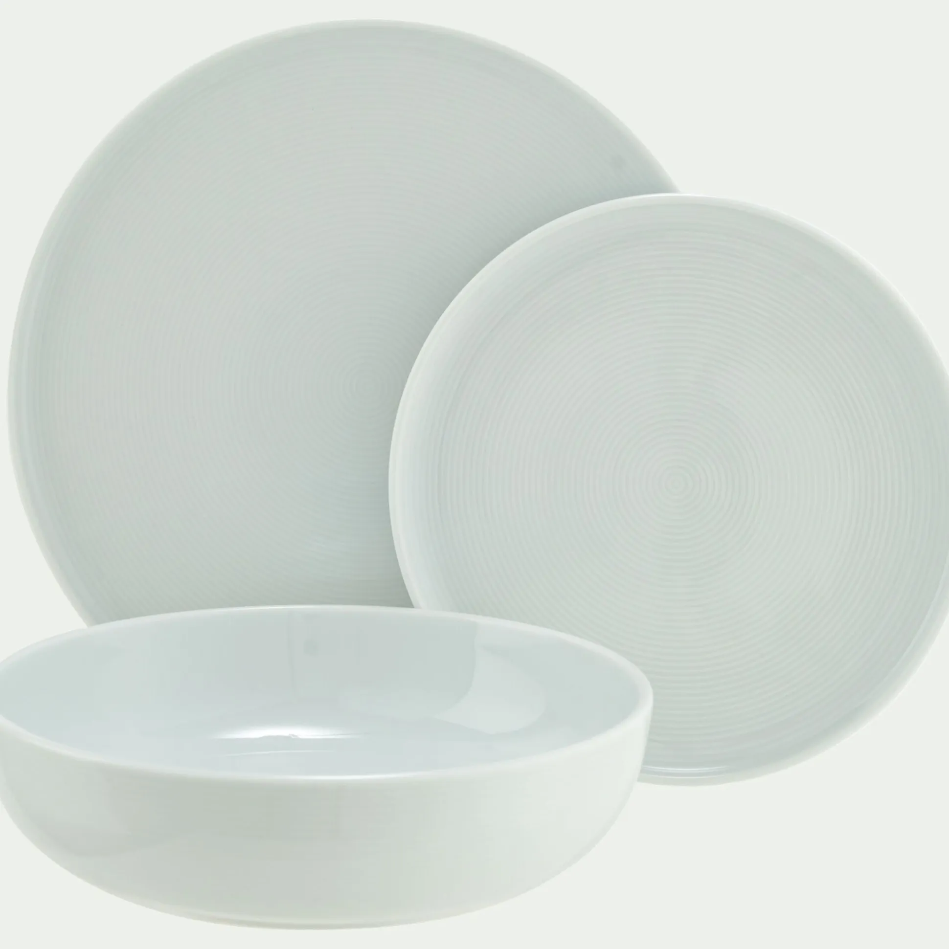 Assiette plate spirale en porcelaine D26cm - blanc