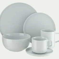Assiette plate spirale en porcelaine D26cm - blanc