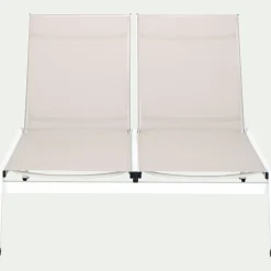 Bain de soleil double en aluminium et textilène - gris