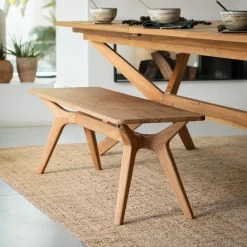 Banc en chêne massif vernis naturel L130cm - bois clair