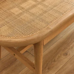 Banc oval en acajou L150cm - bois clair