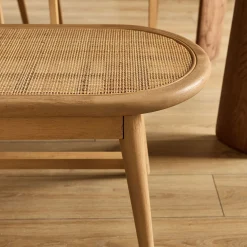 Banc oval en acajou L150cm - bois clair
