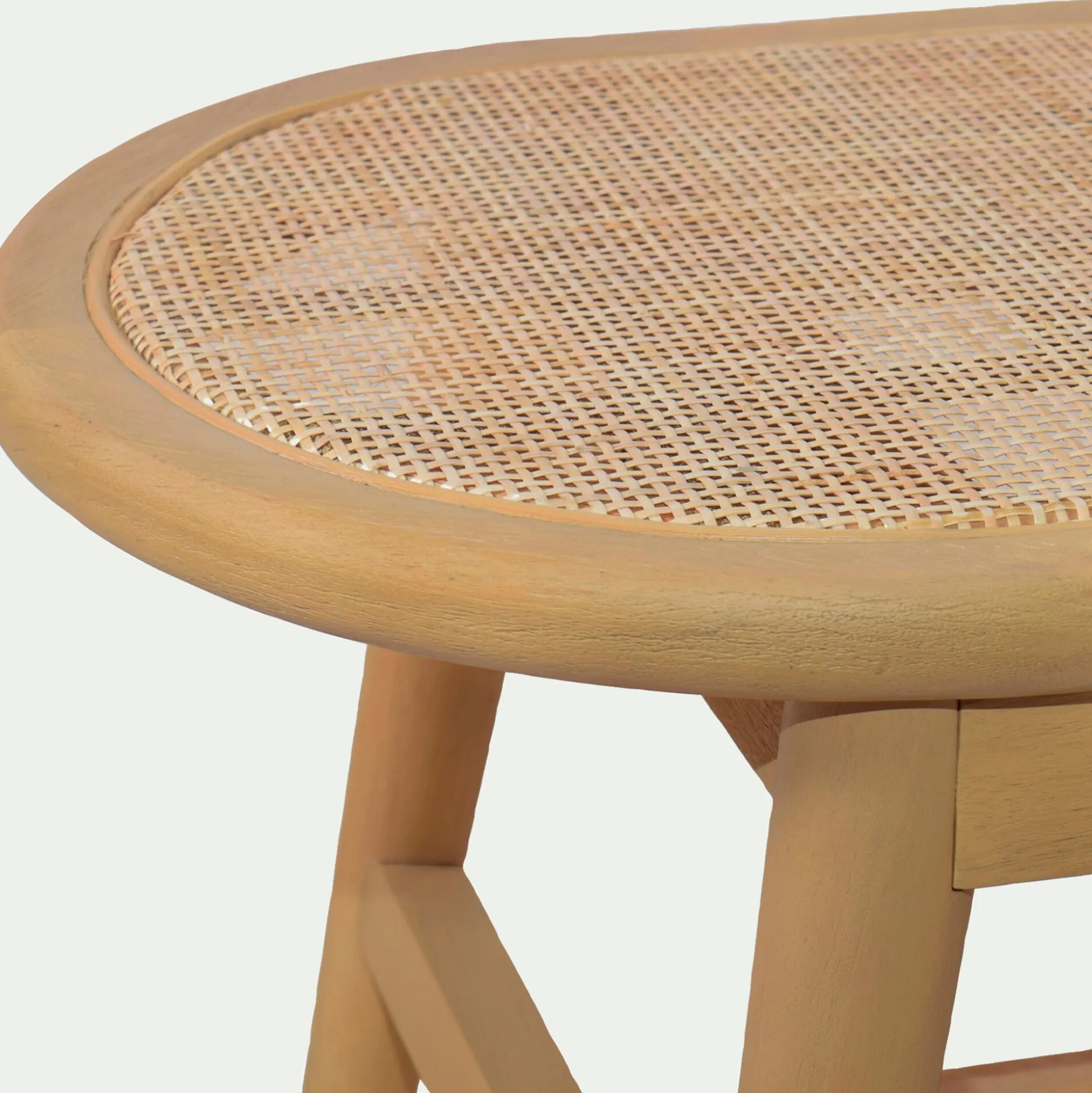 Banc oval en acajou L150cm - bois clair