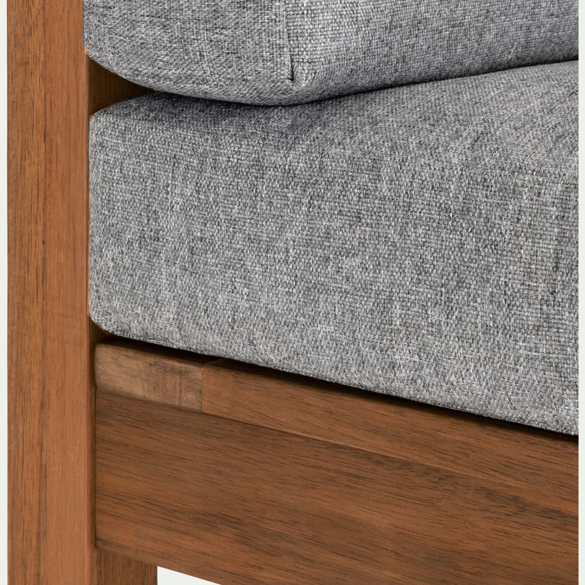 Banquette de jardin en acacia et coussin - gris (2 places)