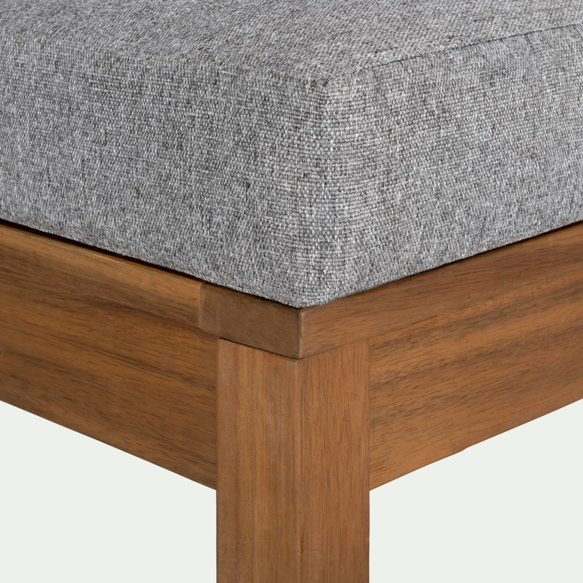 Banquette de jardin en acacia et coussin - gris (2 places)