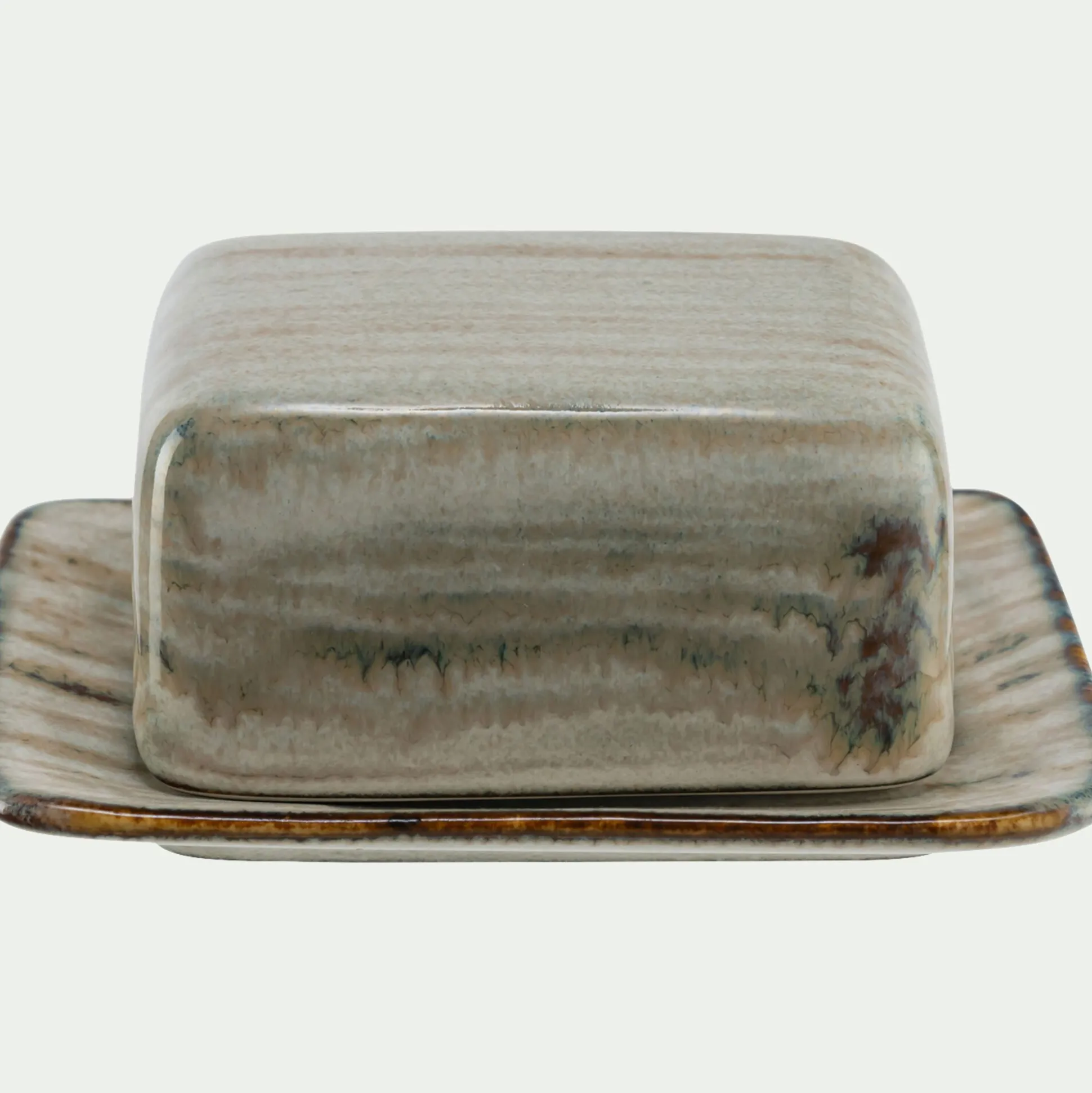 Beurrier en grès réactif 9,5x12,5cm - gris