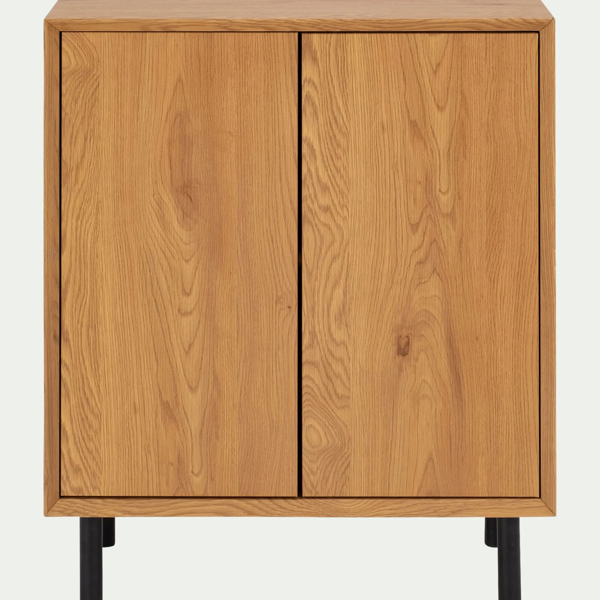 Bibliothèque 2 cases avec portes en bois L70xl36xH70cm - bois clair