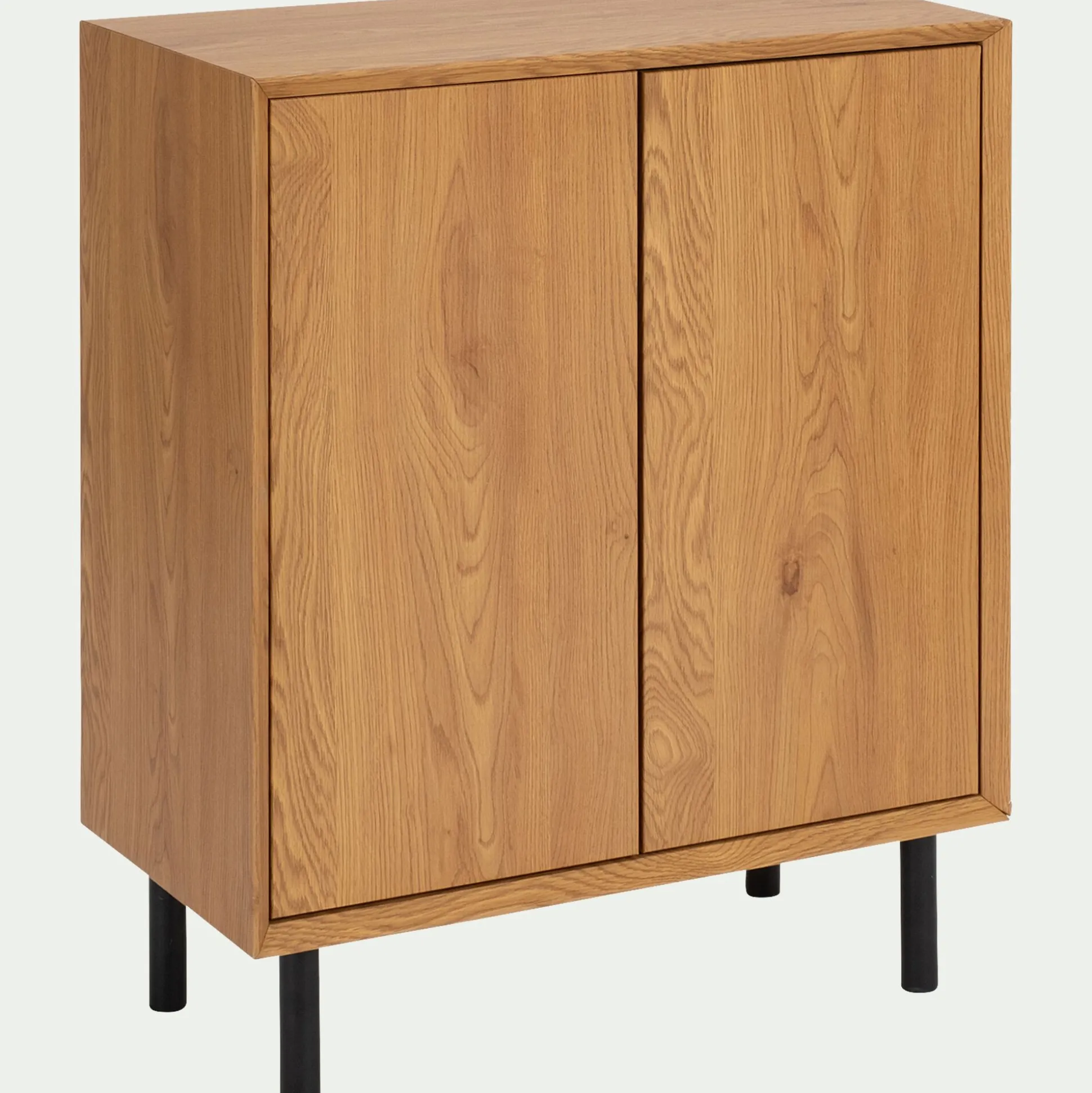 Bibliothèque 2 cases avec portes en bois L70xl36xH70cm - bois clair