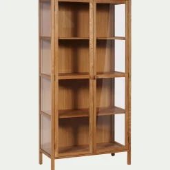 Bibliothèque en chêne et verre - bois clair