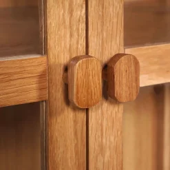 Bibliothèque en chêne et verre - bois clair