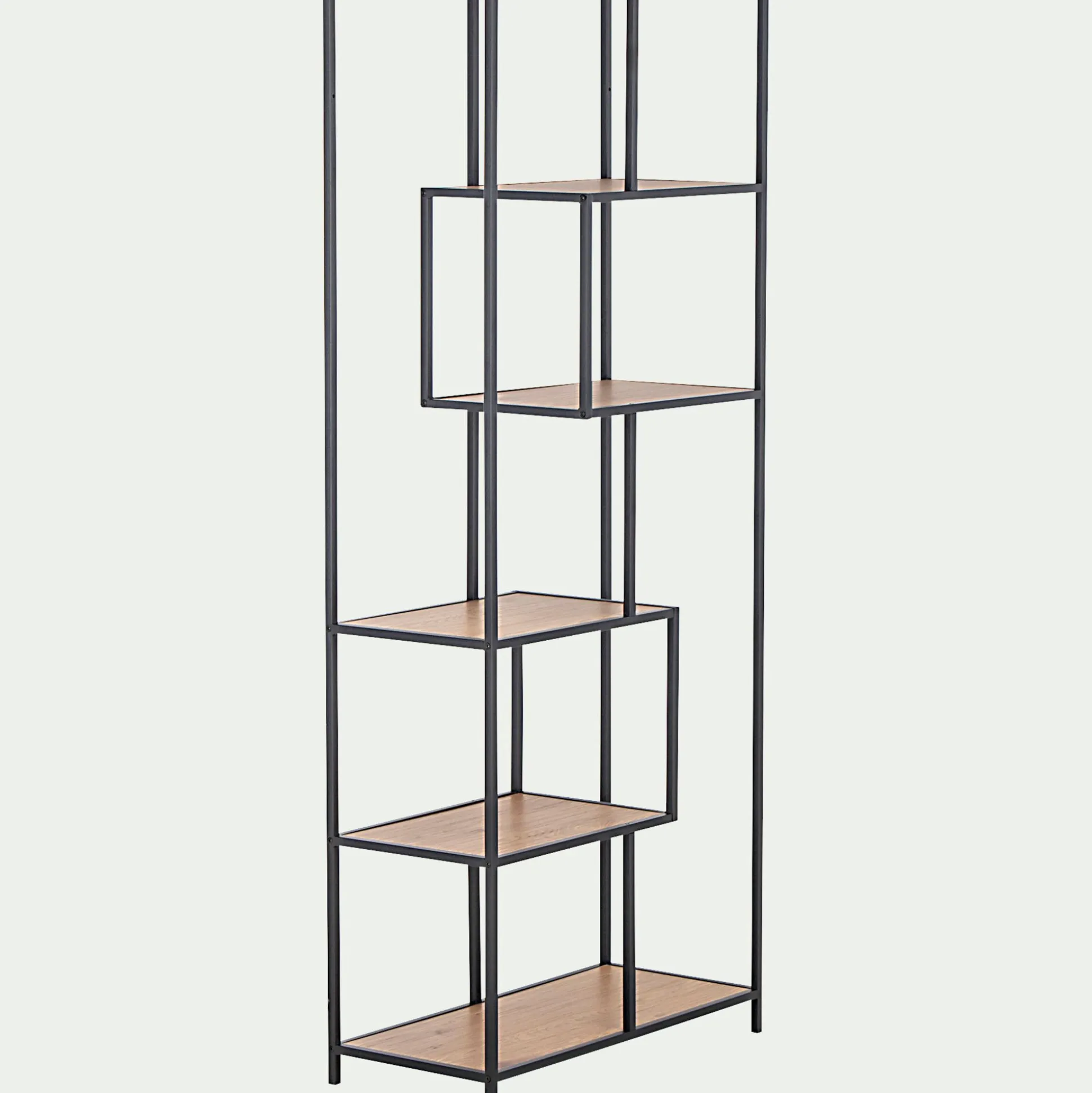 Bibliothèque en métal et en bois - bois clair