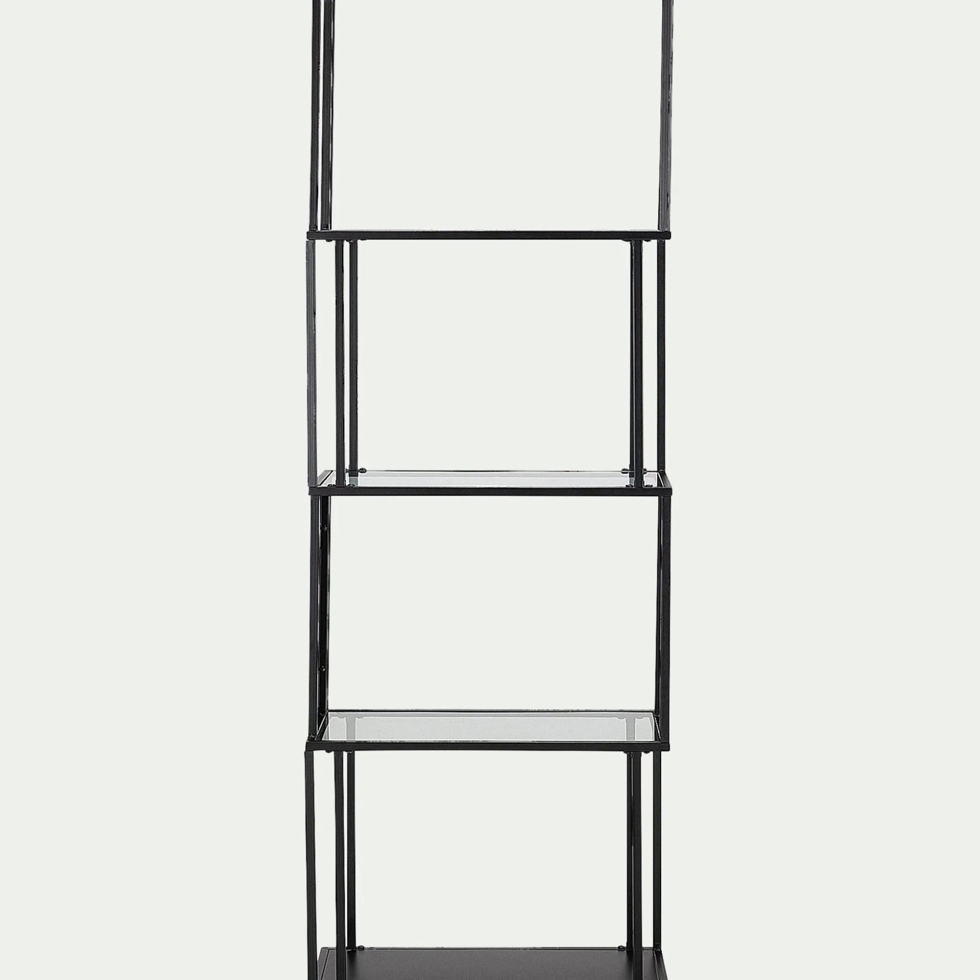 Bibliothèque en verre et métal - noir L60xP30xH170cm