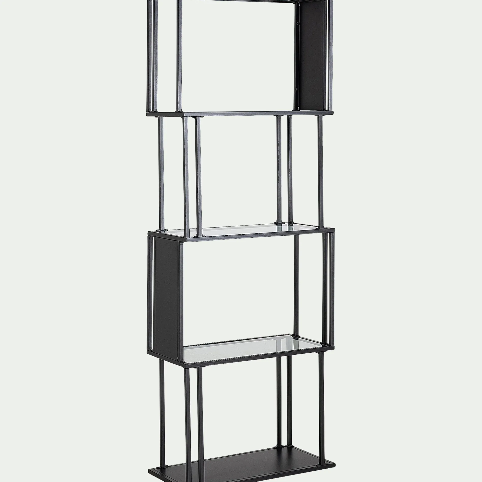 Bibliothèque en verre et métal - noir L60xP30xH170cm