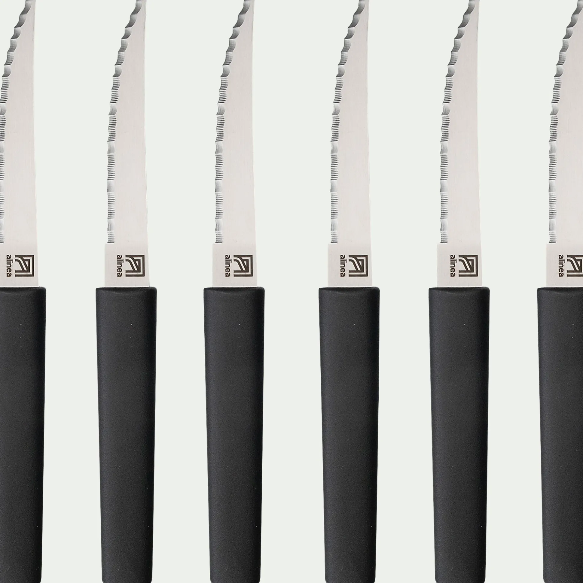 Bloc de 6 couteaux bi-matière et bio matière - noir