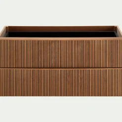 Bloc de 2 grands tiroirs en chêne strié L82cm - bois foncé