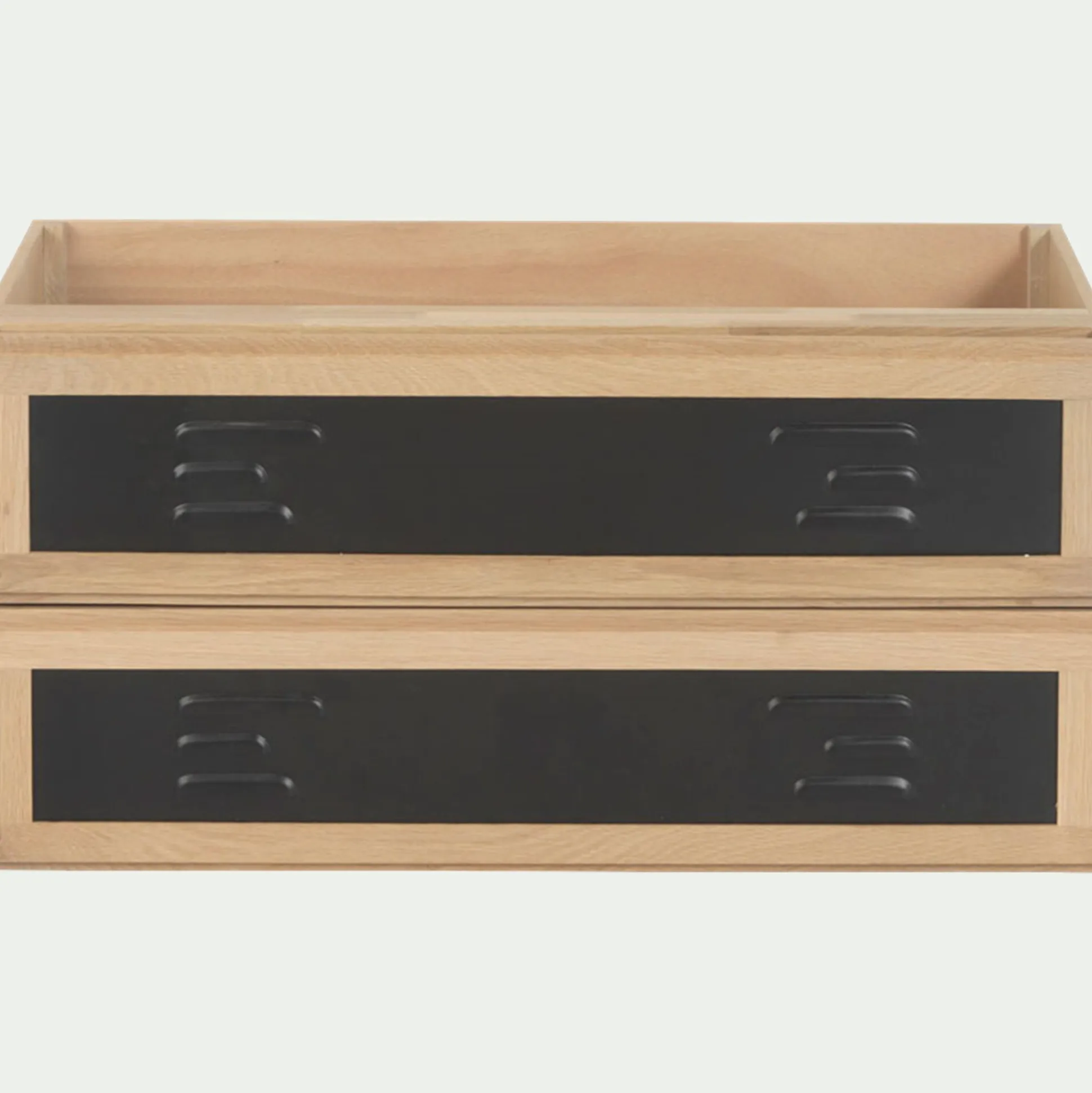 Bloc de 2 grands tiroirs en placage chêne et acier L82cm - noir