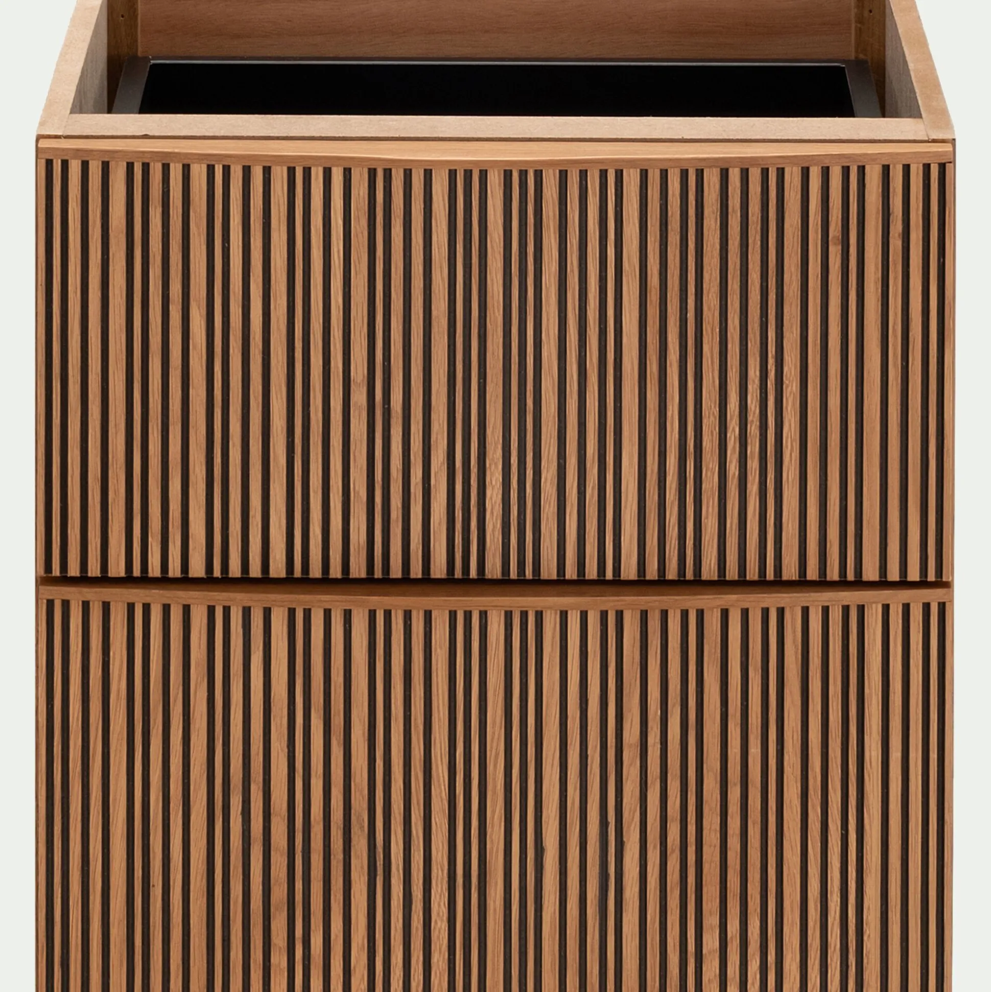 Bloc de 2 tiroirs en chêne strié L40cm - bois foncé