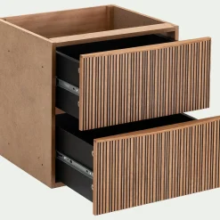 Bloc de 2 tiroirs en chêne strié L40cm - bois foncé