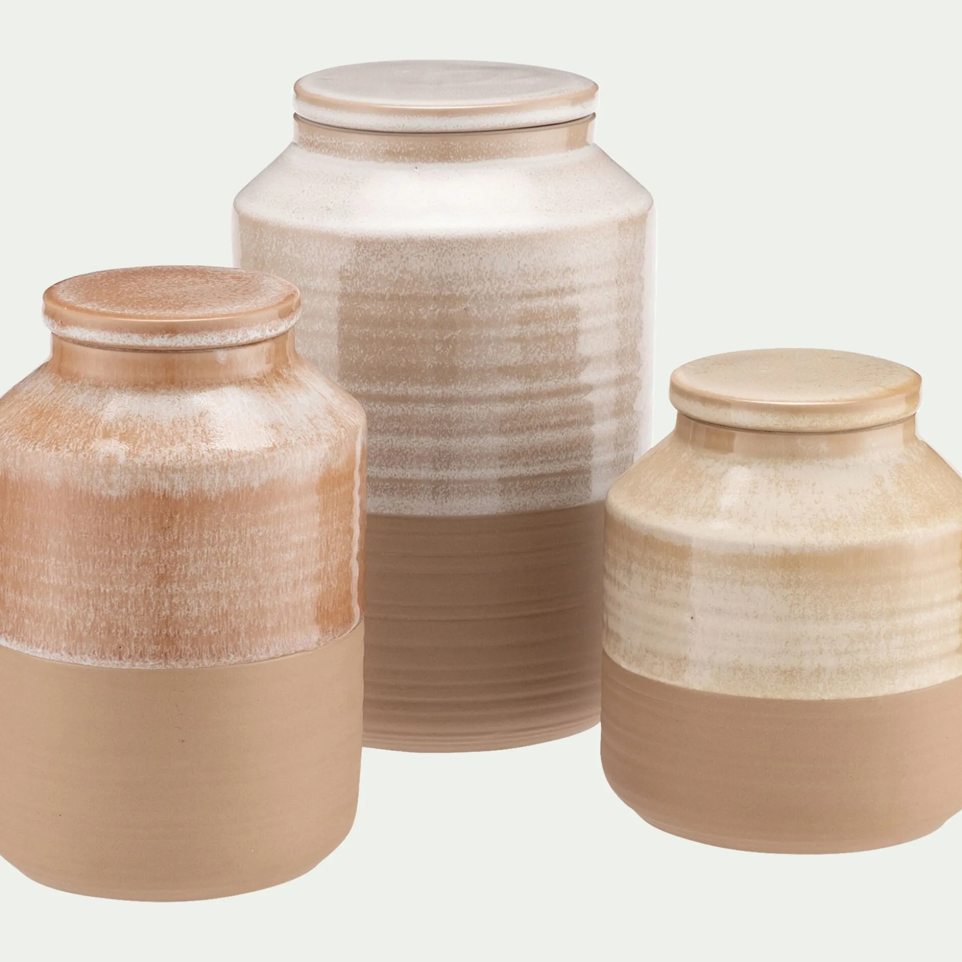 Bocal avec couvercle 1L en grès - beige