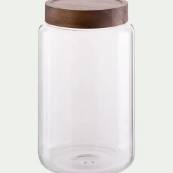 Bocal de conservation en verre avec couvercle en acacia 3L - transparent