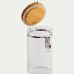 Bocal en verre avec couvercle en bambou 1L - transparent