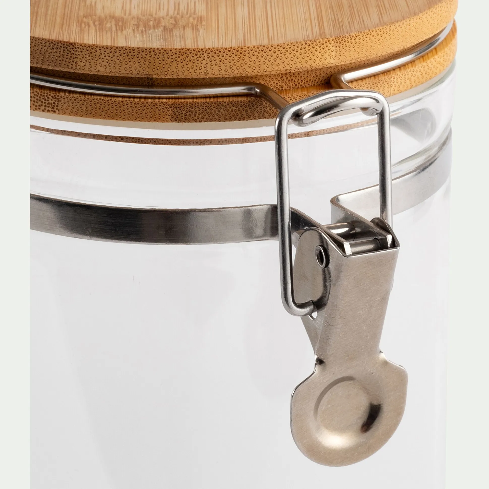 Bocal en verre avec couvercle en bambou 1L - transparent