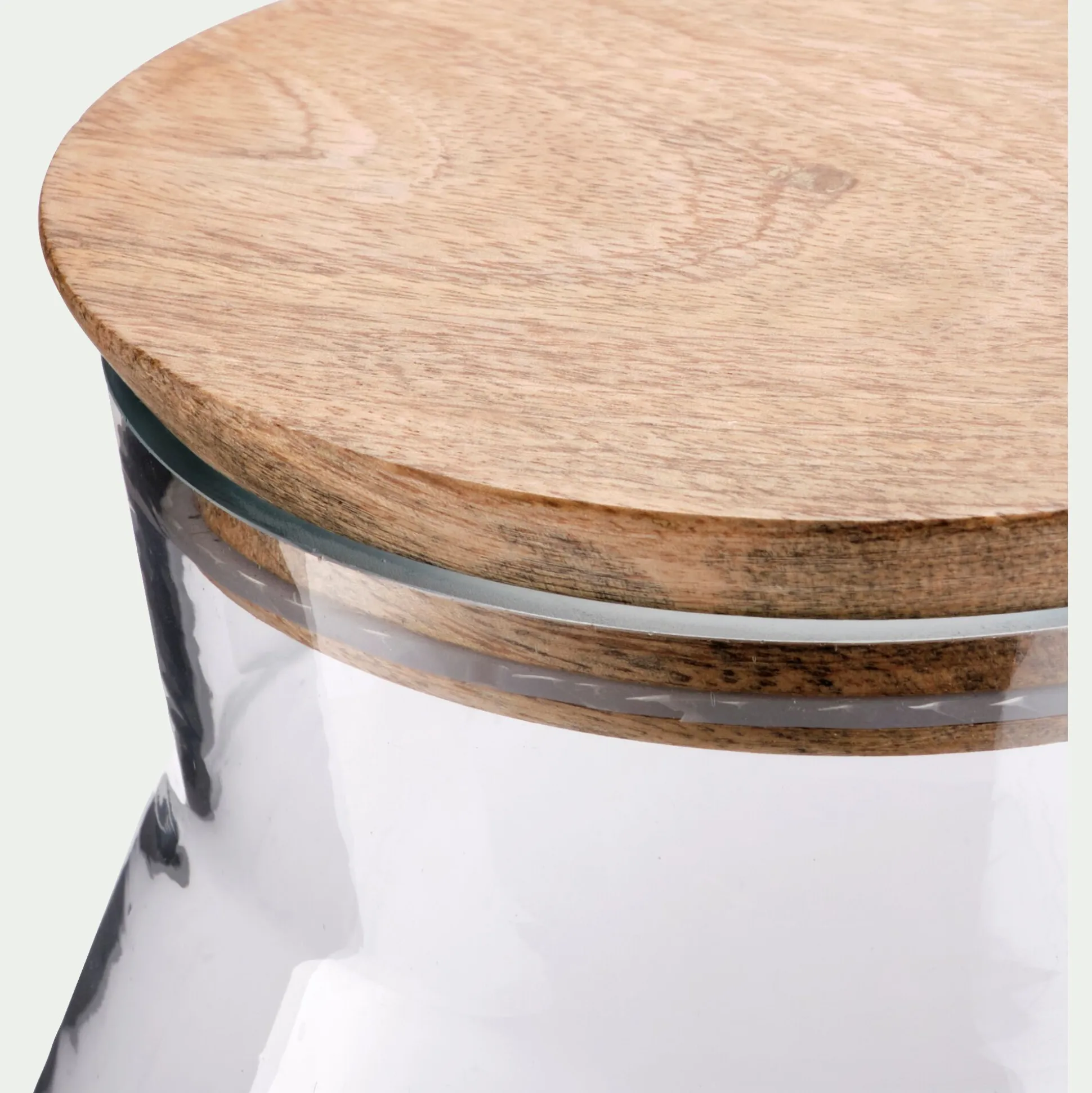 Bocal en verre avec couvercle en manguier 4L - transparent