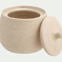 Boite décorative en grès D9,5xH10cm - beige