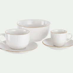 Bol avec liseré en porcelaine D13,5cm - blanc