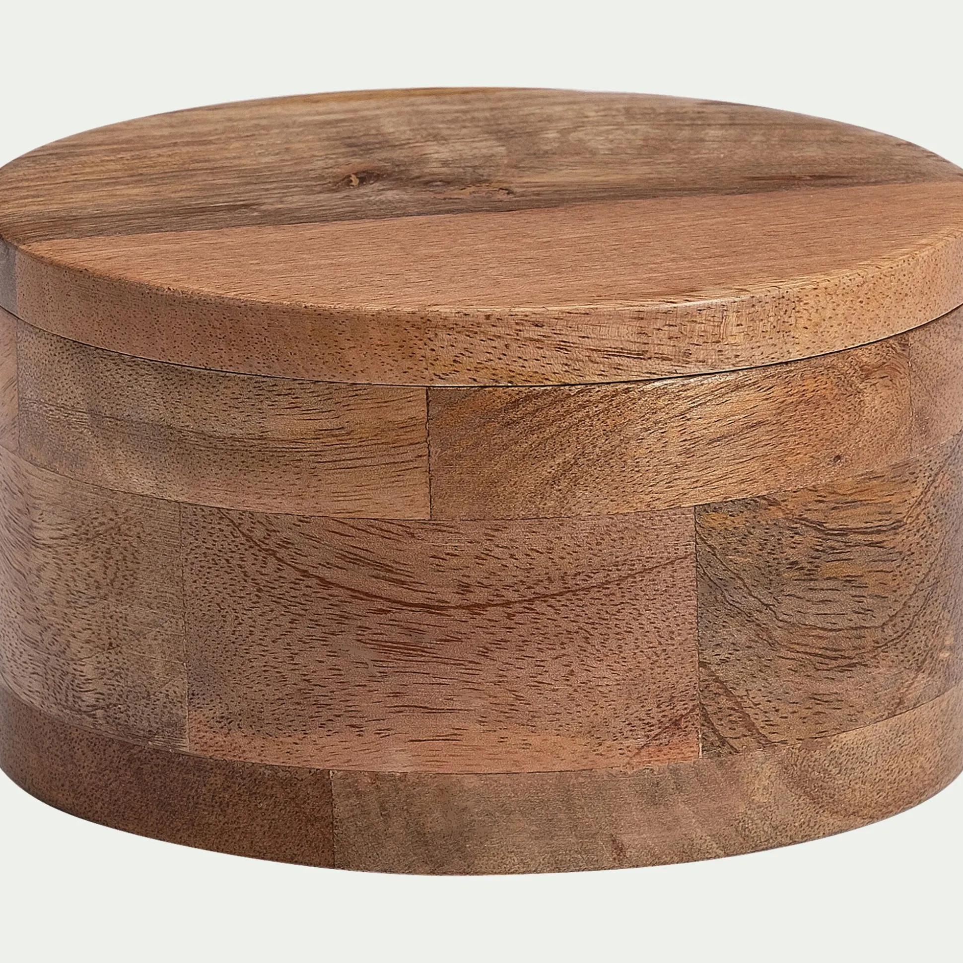 Boîte déco avec couvercle en manguier D15xH8,5cm - marron