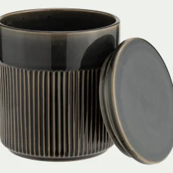 Boîte déco en grès D11xH13,5cm - bleu