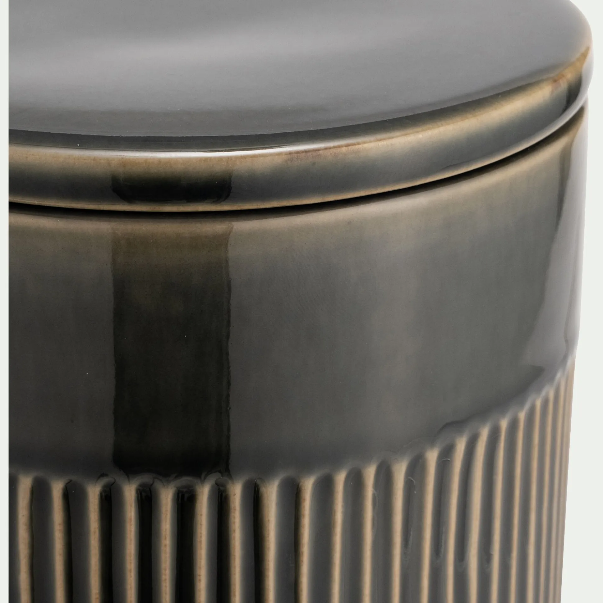 Boîte déco en grès D11xH13,5cm - bleu