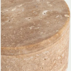 Boîte déco en travertin D11cm - naturel