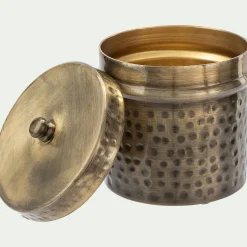 Boîte décorative ronde en fer - doré D10xH10cm